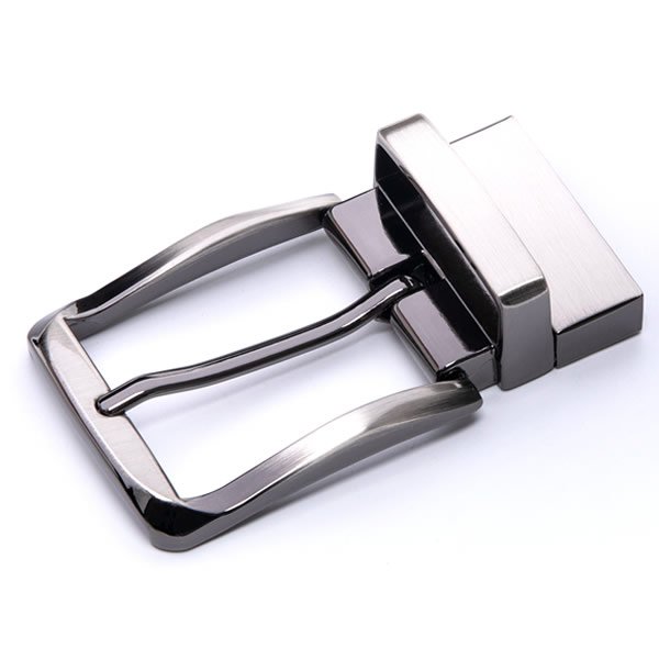Leather Belt Removable Brushed Gun Metal Belt Pin Buckle Mens - Image 3
