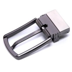 Dress Belt Brushed Gun Metal Reversible Belt Buckle Men