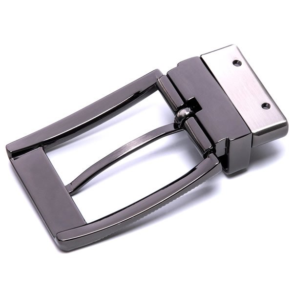 Pu Leather Bel Zinc Alloy Brushed Belt Buckle Mens Reversible