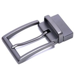 Black Leather Reversible Belt Buckle Mens Black