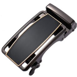Dress Black Leather Belt Ratchet Automatic Buckle Mens