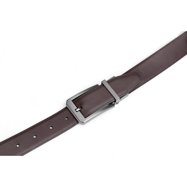 Dress Thin Black Leather Belt Reversible Belt Buckle - Image 5