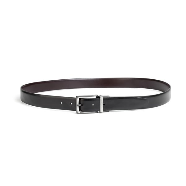 Dress Reversible Black Mens Genuine Leather Belt - Image 2