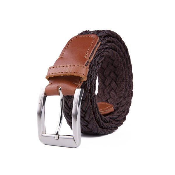 Black Casual Polo Braided Fabric Genuine Leather Belt - Image 3