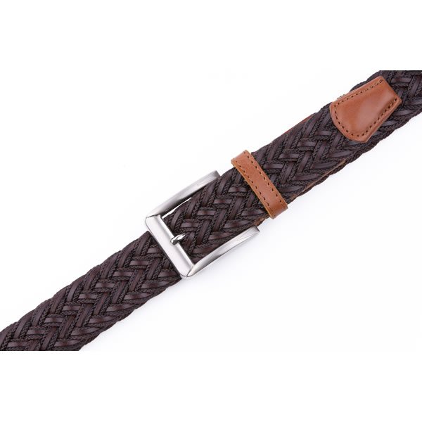 Black Casual Polo Braided Fabric Genuine Leather Belt - Image 6