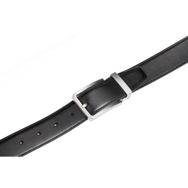 Silver Metal Reversible Belt Buckle PU Leather Belt for Men - Image 3