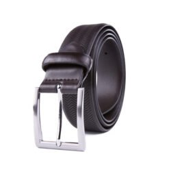 Black Adjustable Engraved Full Grain Genuine Leather Belt Men