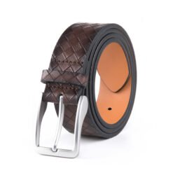 Black Casual Vintage Lattice Embossed PU Leather Belt