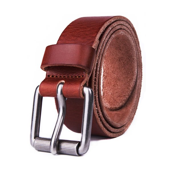 Wide Retro Casual Western Black Full Grian Leather Mens Belt - Image 3