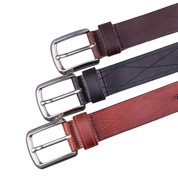 Wide Retro Casual Western Black Cow Full Grian Mens Leather Belt - Image 5