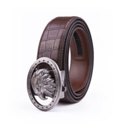 Black Eagle Antique Silver Retro Westen Crocodile Automatic Mens Leather Belt