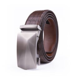 Black Dress Crocodile Debossed Genuine Leather Belt Slide Belt
