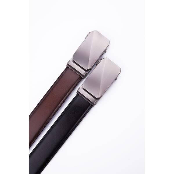 Black Dress Formal Leather Mens Belts Ratchet Automatic Buckle Belt - Image 5