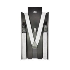 New Cotton Grey Elastic PU Leather Suspenders
