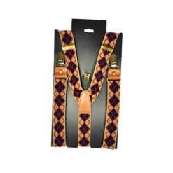 Unisex New Design Stretch Elastic Tartan Suspenders Tan Blue Red