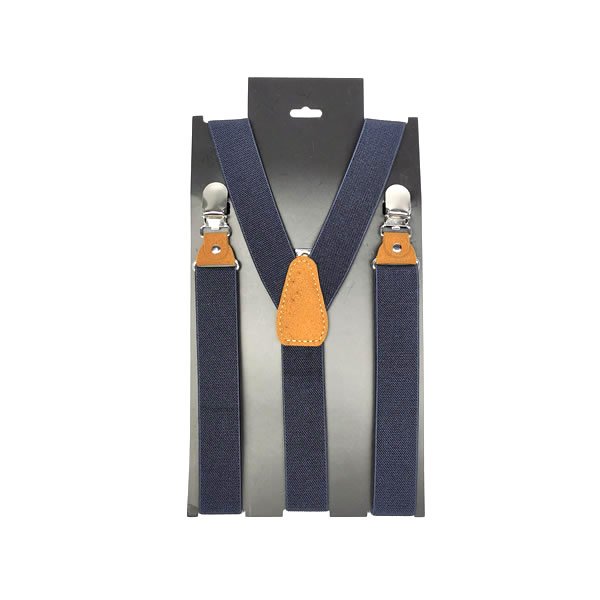 Navy Blue Adjustable Elastic Suspenders for Men